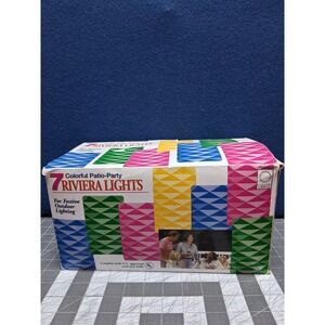 Lidco Riviera Lights Multicolor Vintage Patio Party String Lights 7 Lanterns Box
